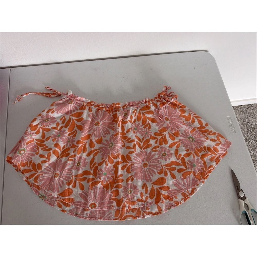 Aerie Women's Pink Orange Bright & Floral Mini Skirt Side tie Sz XL